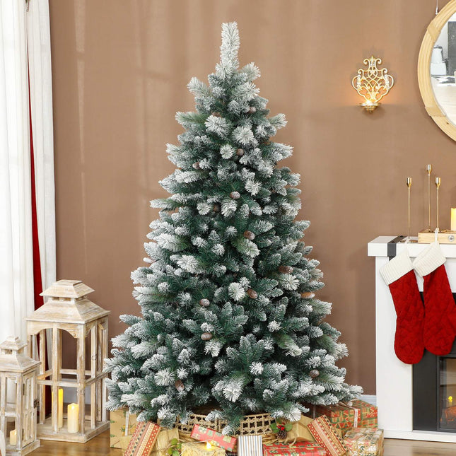 Umělý vánoční stromek 180 cm, zasněžený, 1000 větviček, 34 šišek