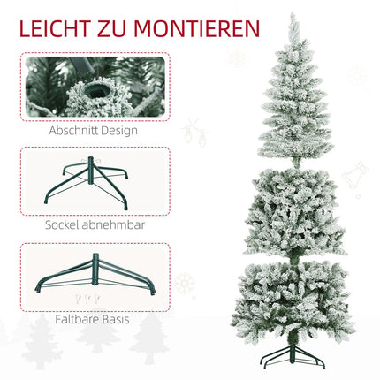 Umělý vánoční stromek, 183 cm, úzký se sněhovým efektem