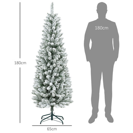 Umělý vánoční stromek, 183 cm, úzký se sněhovým efektem