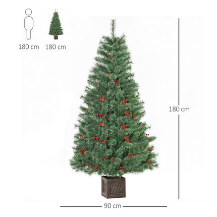 Artificial Christmas tree, 1.8m, PVC & Metal, with decorations