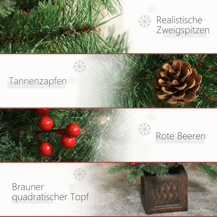 Artificial Christmas tree, 1.8m, PVC & Metal, with decorations