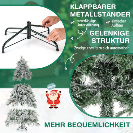 Umělý vánoční stromek 192cm, sklopné větve, 250 teple bílých LED