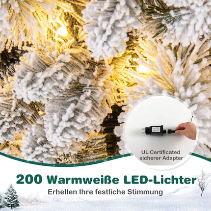 Umělý vánoční stromek, 210 cm, 200 LED světel, rozkládací konstrukce