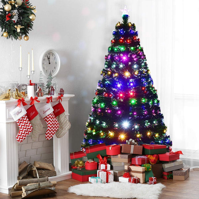 Umělý vánoční stromek 210 cm, 280 LED, kovový stojan