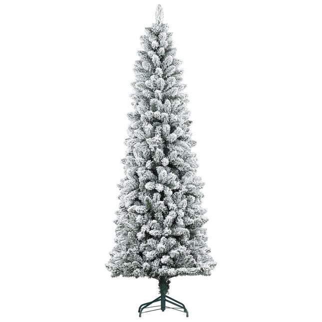 Umělý vánoční stromek, 210cm, úzký design, zasněžený