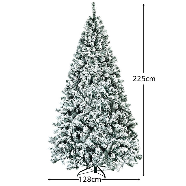 Umělý vánoční stromek, 225cm, zasněžený, kovový stojan