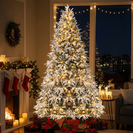 Umělý vánoční stromek 270 cm, zasněžený, 600 LED