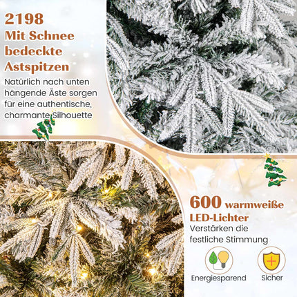Umělý vánoční stromek 270 cm, zasněžený, 600 LED