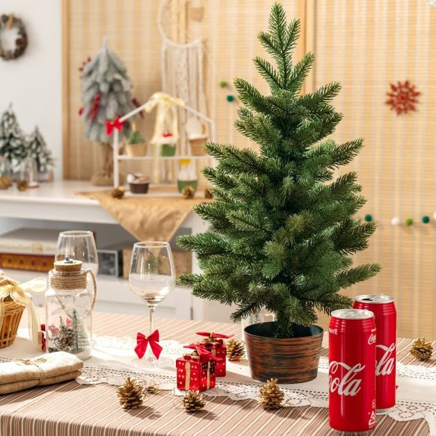Umělý vánoční stromek 60 cm, v květináči, 50 větviček, PE