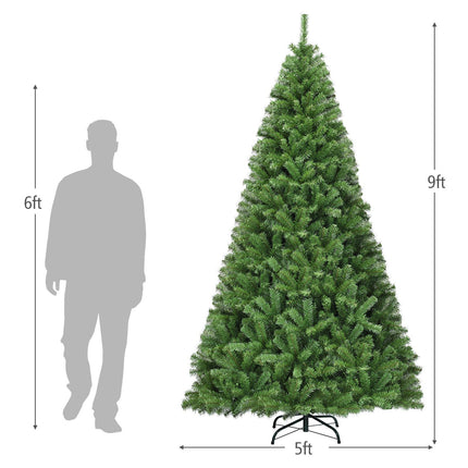 Umělý vánoční stromek, 9 Ft PVC, sklopné větve, kovový stojan