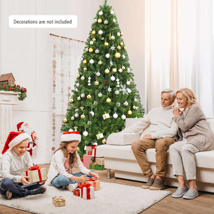Umělý vánoční stromek, 9 Ft PVC, sklopné větve, kovový stojan