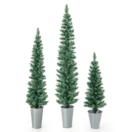 Artificial Christmas Tree Set, 3 Pack 3-5 Ft, Metal Buckets