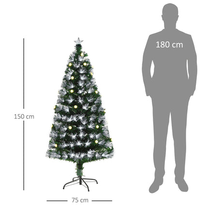 Umělý vánoční stromek s LED na dálkové ovládání, 150cm, zelená/bílá