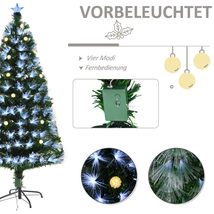 Umělý vánoční stromek s LED na dálkové ovládání, 150cm, zelená/bílá