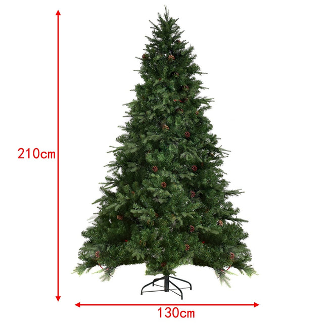 Umělý vánoční stromek s LED světly, 210 cm, zelená