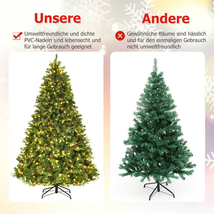 Umělý vánoční stromek s LED světly, zelená, 225 cm