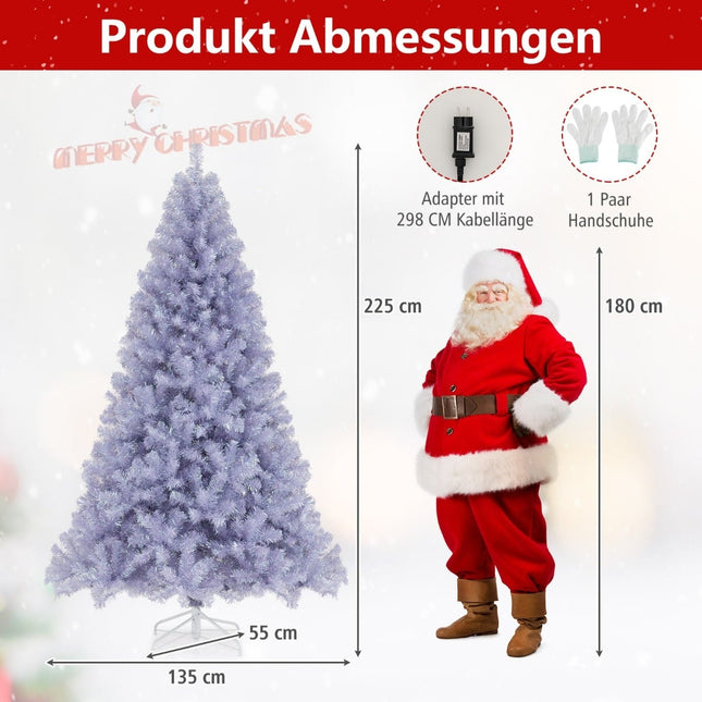 Umělý vánoční stromek se světly, 225 cm, fialová, LED