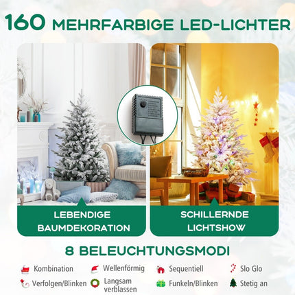 Künstlicher Weihnachtsbaum mit mehrfarbigen LEDs, 8 Modi, 147 cm