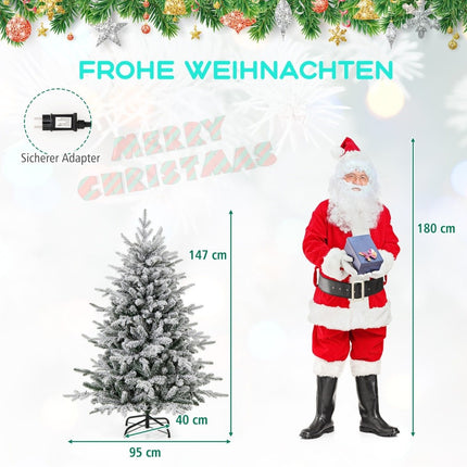 Künstlicher Weihnachtsbaum mit mehrfarbigen LEDs, 8 Modi, 147 cm