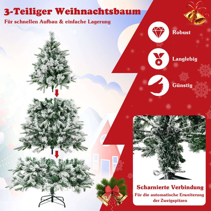Umělý vánoční stromek se sněhem, 215 cm, 300 LED světel