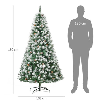 Umělý vánoční stromek 180 cm, zasněžený, 800 větviček, skládací podstavec