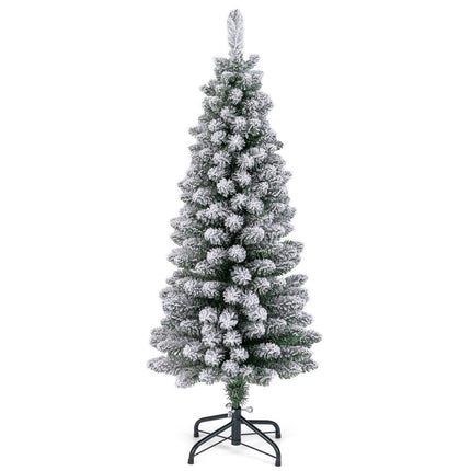 Umělý úzký vánoční stromek 120 cm se sněhem, zelený