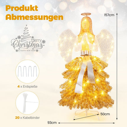 Artificial Christmas tree with angel figure Christmas decoration with warm white LED lights