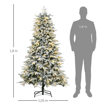 Umělý vánoční stromek s osvětlením, 180 cm, sněhový efekt