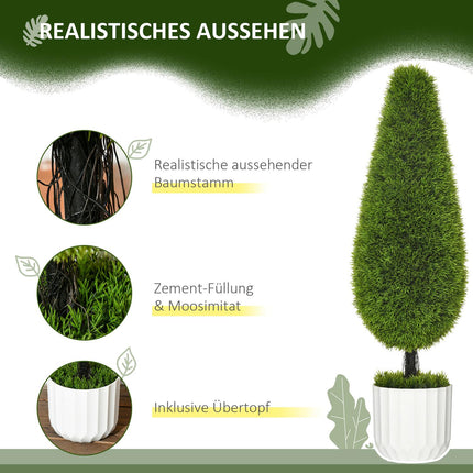 Umělé cypřiše s mechem – sada 2 ks, 90 cm