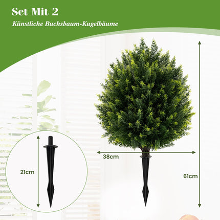 Sada tvarovaných umělých cypřišů se zemním hrotem, 61 cm