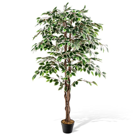 Umělý fíkus, 160 cm, 1008 listů, pravý dřevěný kmen