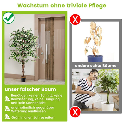 Umělý fíkus, 160 cm, 1008 listů, pravý dřevěný kmen