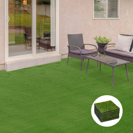 Rohože s umělým trávníkem, 10 ks – 25 mm, 30x30 cm, tmavě zelené