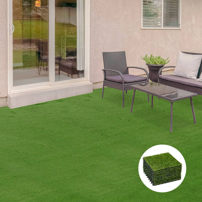 Rohože s umělým trávníkem, 10 ks – 25 mm, 30x30 cm, tmavě zelené