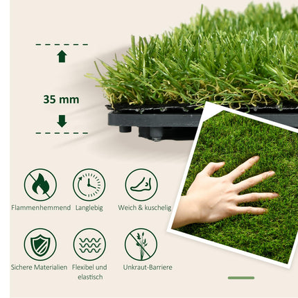 Rohože s umělým trávníkem, 10 ks – 25 mm, 30x30 cm, tmavě zelené