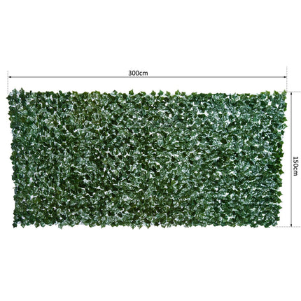 Umělá stínící stěna živého plotu – tmavě zelená, 300 x 150 cm