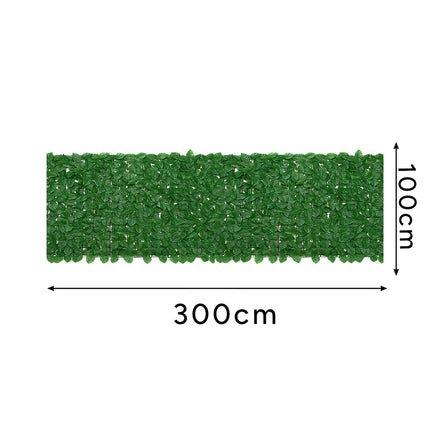 Umělý živý plot na balkon, 3x1m, zelená stínící zástěna