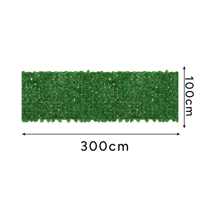 Umělý živý plot na balkon, 3x1m, zelená stínící zástěna