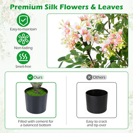 Artificial Impatiens Tree with Mini Fruits, Silk Flowers, 36"