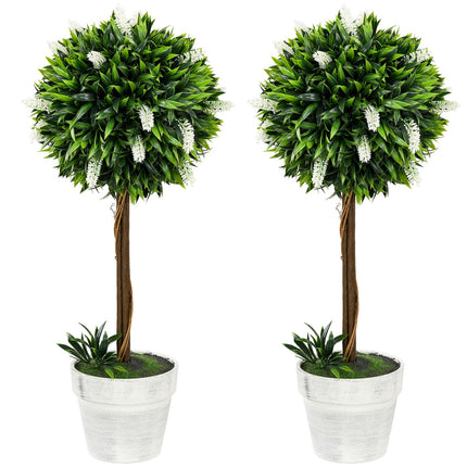 Sada 2 ks velkých umělých levandulí 60 cm v květináčích