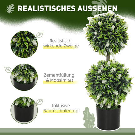 Artificial Lavender Trees, 70 cm, Set of 2, Indoor/Outdoor