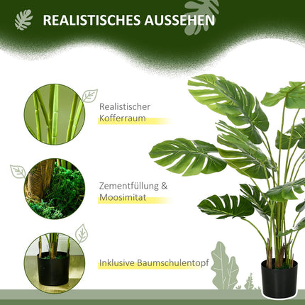 Umělá monstera 120 cm v květináči – věrná zeleň