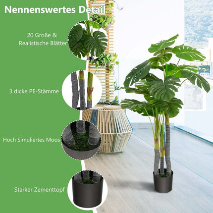 Umělá monstera, 120 cm, 20 listů, odolná