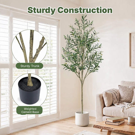 Artificial Olive Tree 190 cm with 38 Olives and 866 Leaves, Indoor Faux Plant