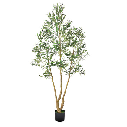 Artificial Olive Tree 210cm, Black Pot, Wood Trunk, With Fruit