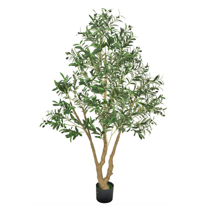 Artificial Olive Tree 6 Ft, Black Pot, Indoor Faux Plant