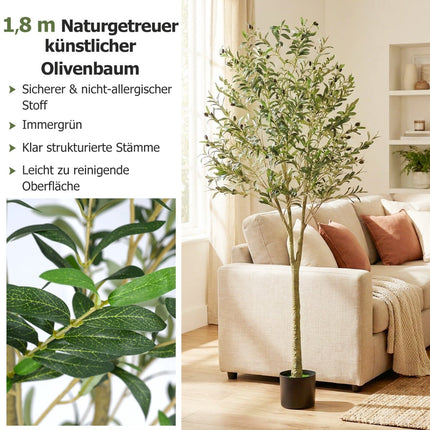 Sada umělých olivovníků, 180 cm, 2 ks, realistické listy