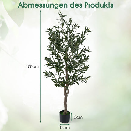 Sada umělých olivovníků s realistickými plody, 150 cm
