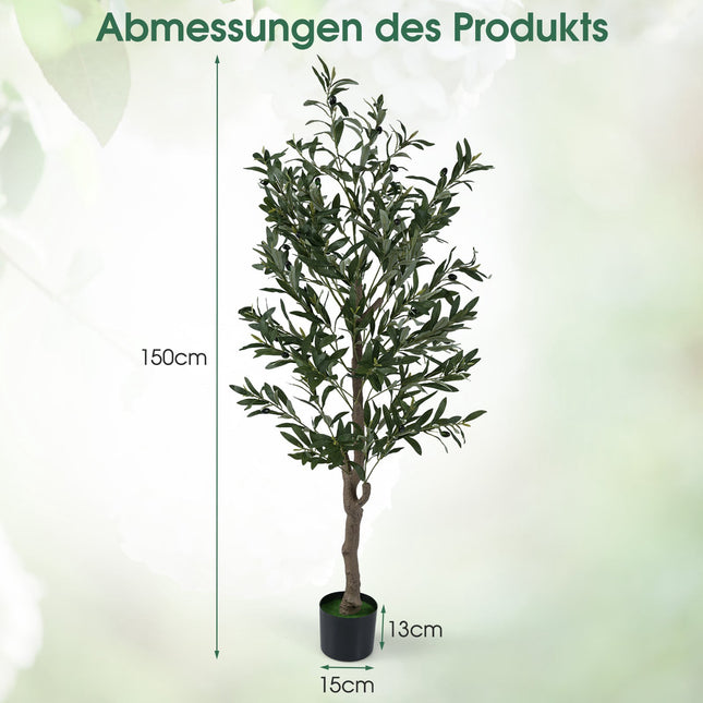 Sada umělých olivovníků s realistickými plody, 150 cm