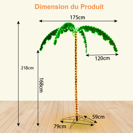 Umělá palma s LED světly, 168 cm, sklopný podstavec